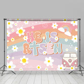 Er Ist Auferstanden Groovig Regenbogen Blume Ostern Hintergrund